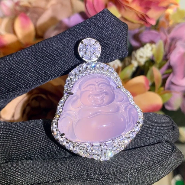 XinYuan｜豪镶满钻佛公｜天然玉石紫罗兰佛公吊坠满钻镶嵌大气奢华