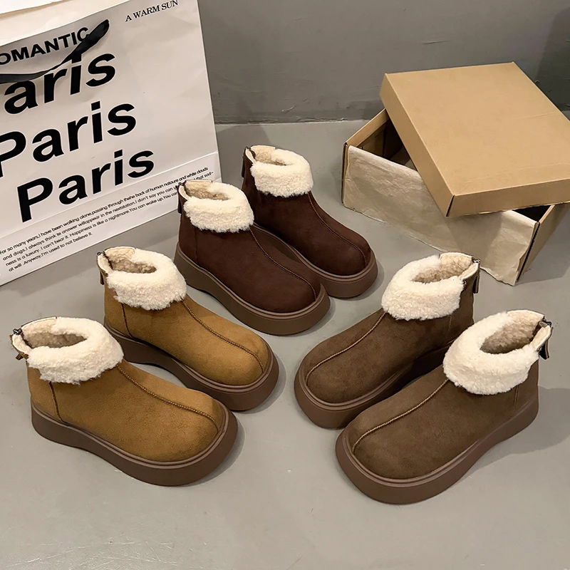 2025秋冬季新款牛反绒半毛圈保暖中帮经典时尚百搭休闲软底博肯鞋