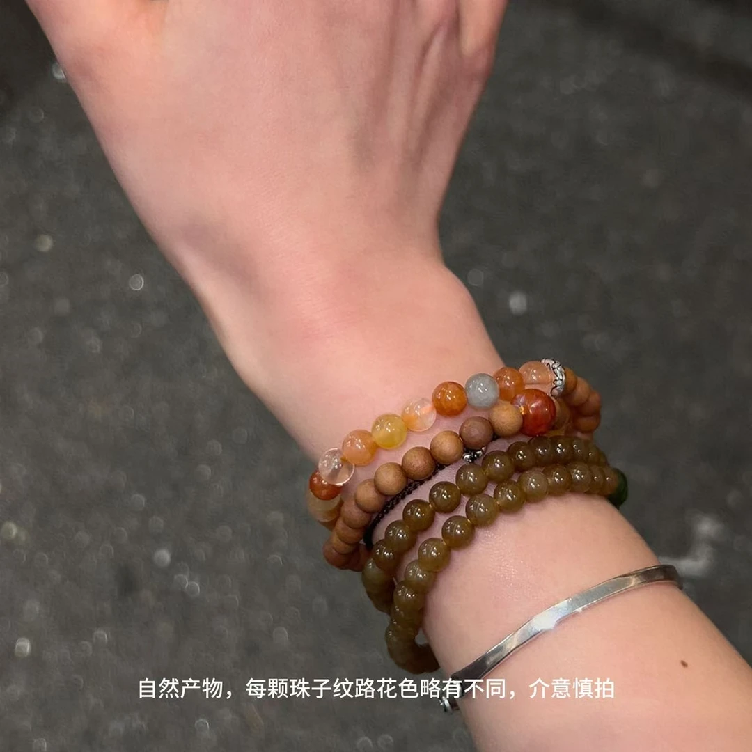 925银手链 JIUJIU【冰橘暖阳双圈】手串复古木调缠绕多圈手串0316
