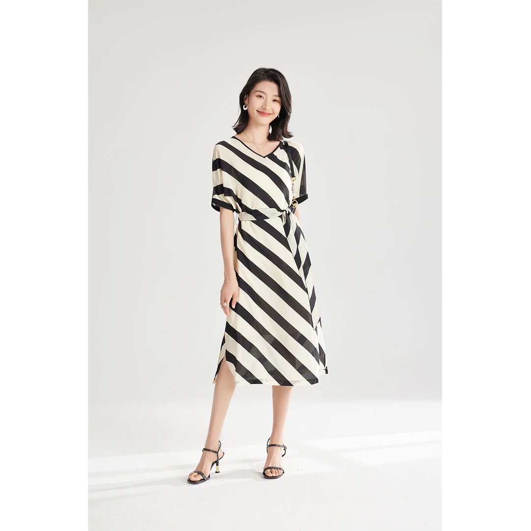 新款桑蚕丝连衣裙 YJHY-H862223显瘦