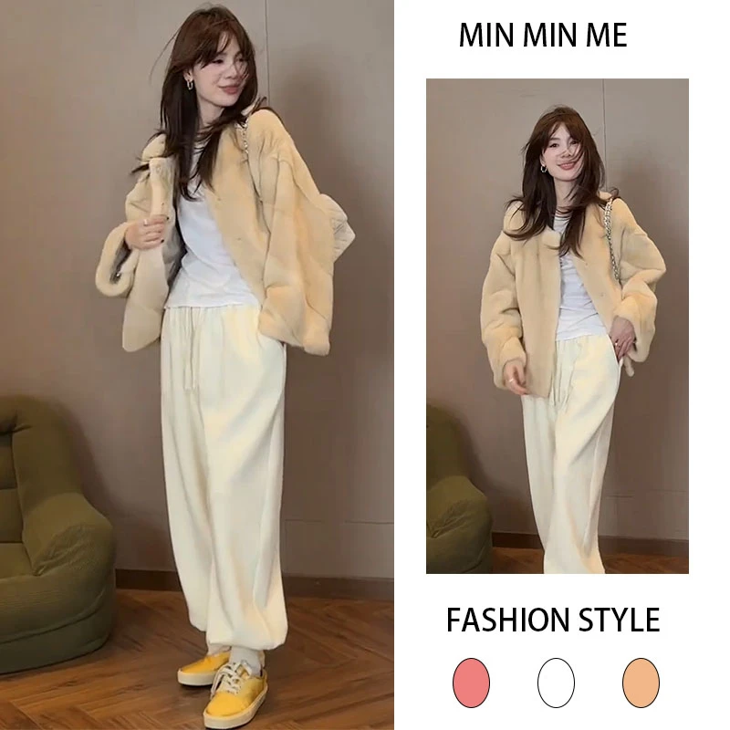 时尚套装韩版法式长袖外套女2025秋冬季新款百搭休闲阔腿裤两件套
