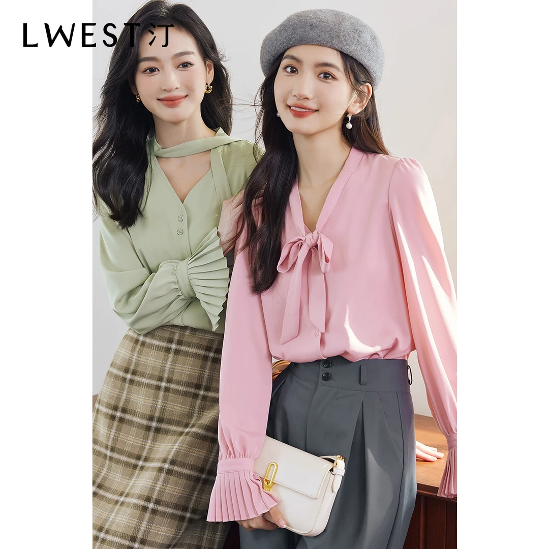 7066【马琦尧专属】朗文斯汀飘带风琴喇叭袖衬衫DTYX3508D07066B