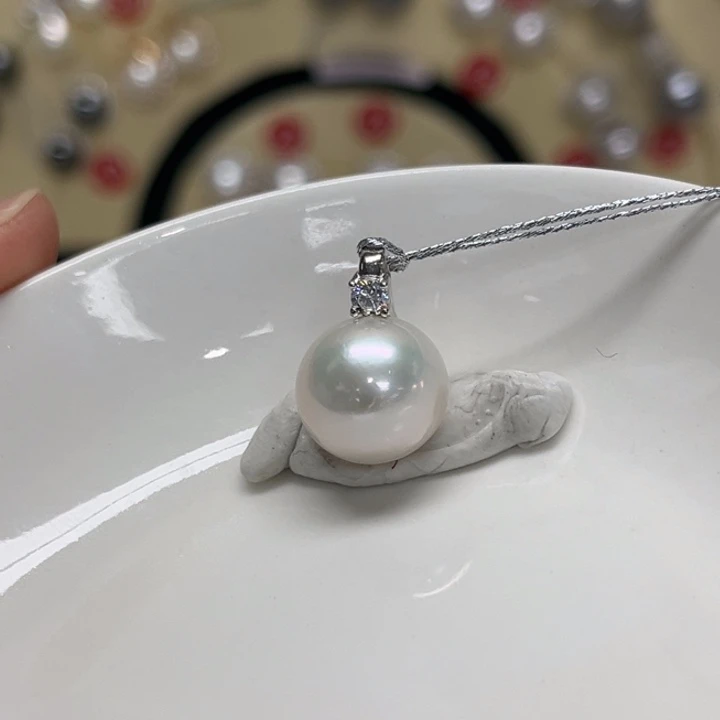 淡水珍珠颈饰银S925镶嵌淡水珍珠 11-12mm 37号