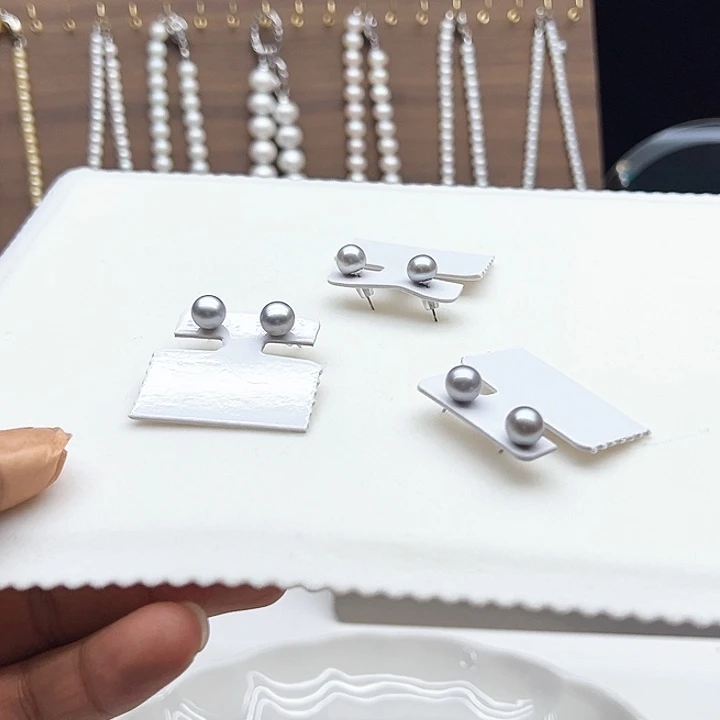 银S925镶嵌淡水珍珠耳饰