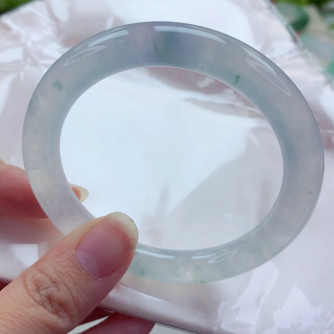 未镶嵌手镯（圆镯）翡翠54.4冰条子 起荧光 仙女镯 喵喵