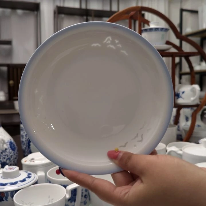 陶瓷天青新款玲珑骨碟四只装