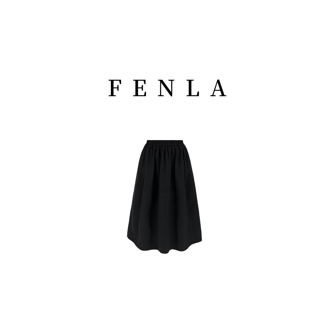 【惠姐私服】｛伞裙2.0版本｝气质高级感高腰松紧腰黑色伞裙 82850