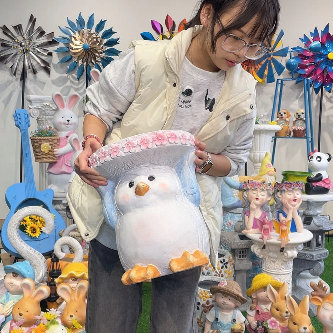 茶宠小企鹅坐凳花托