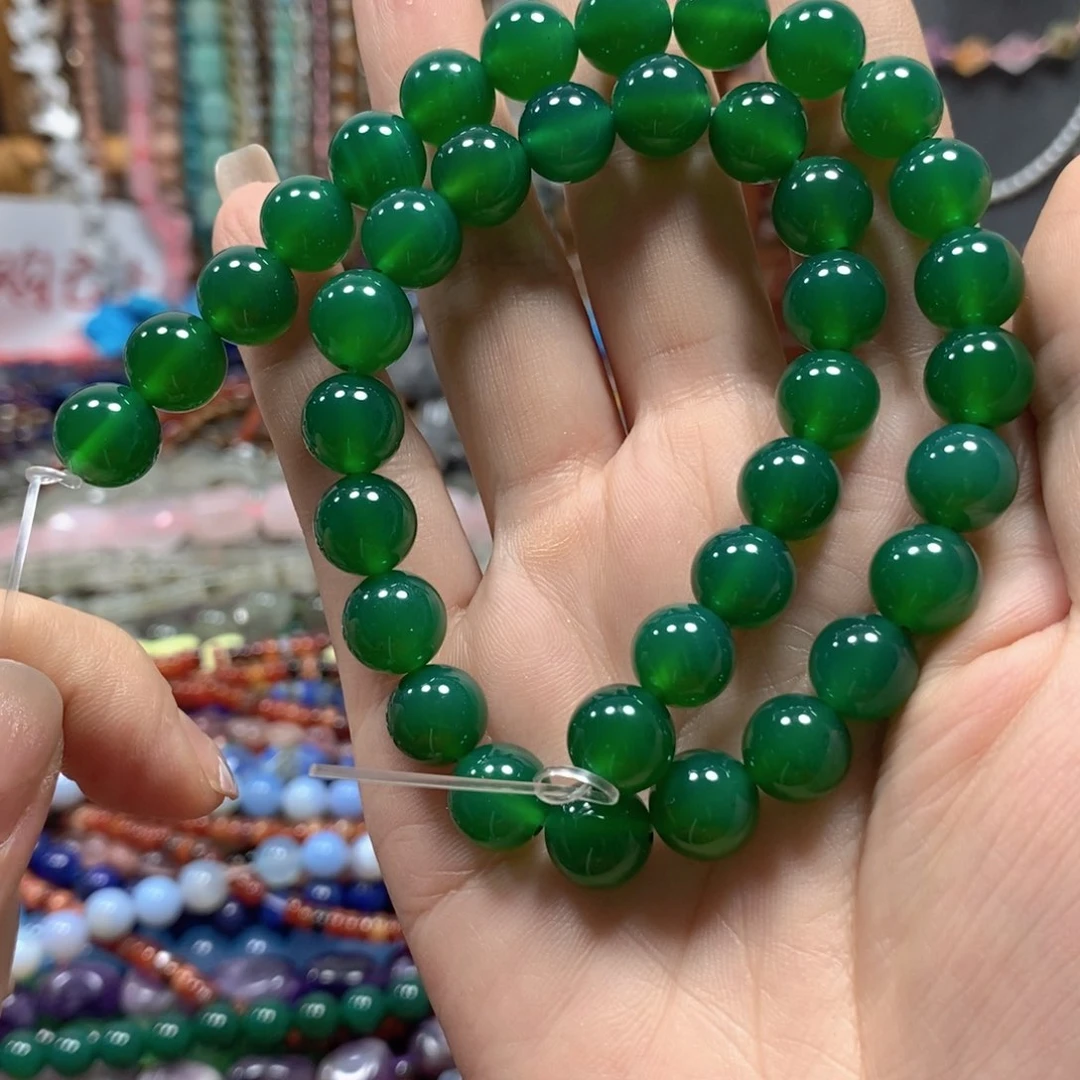 玛瑙/玉髓合金珠宝半成品绿玛瑙精品一条卡10mm