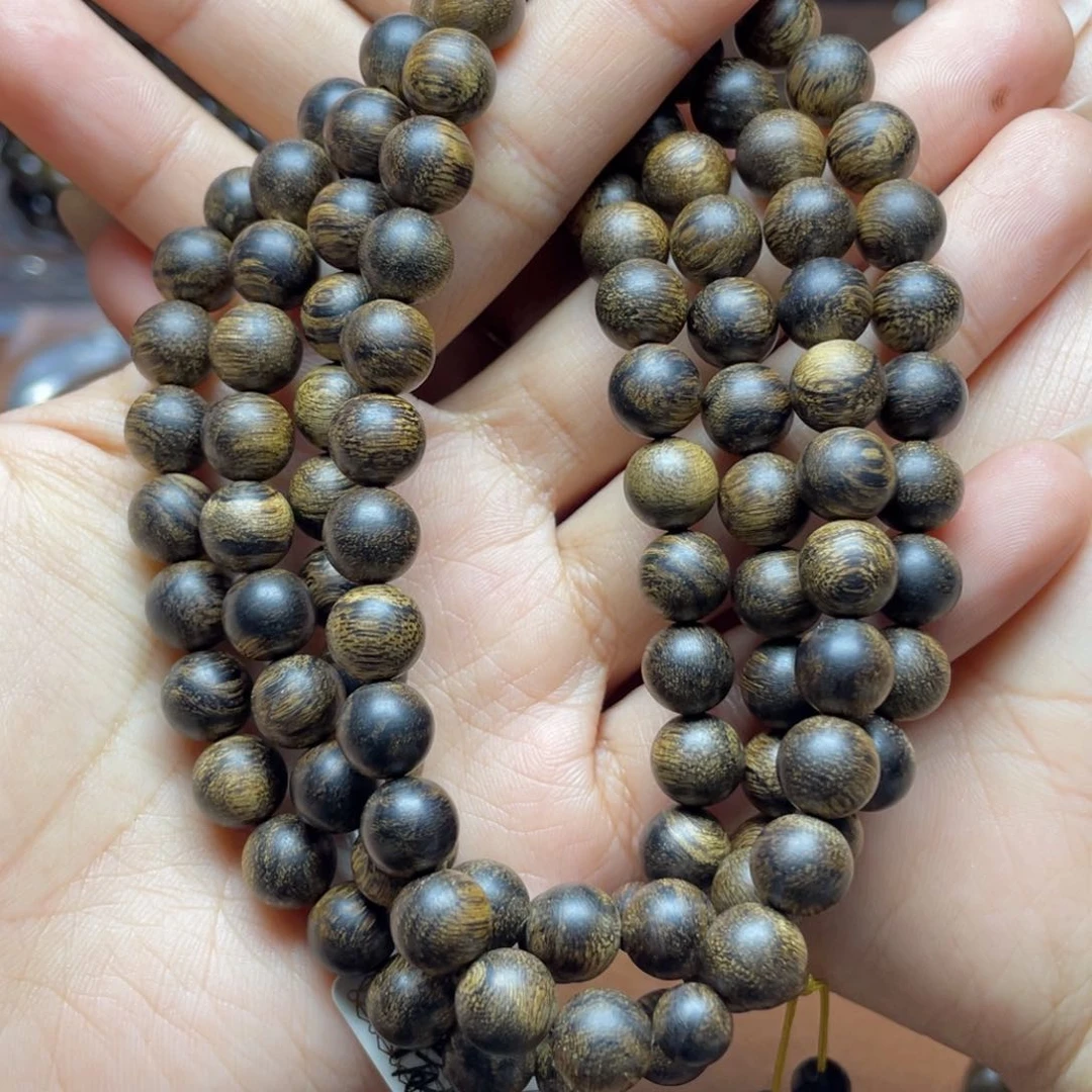 沉香手串用****9越南芽庄白奇楠0.8瘿子虎斑圆珠沉水