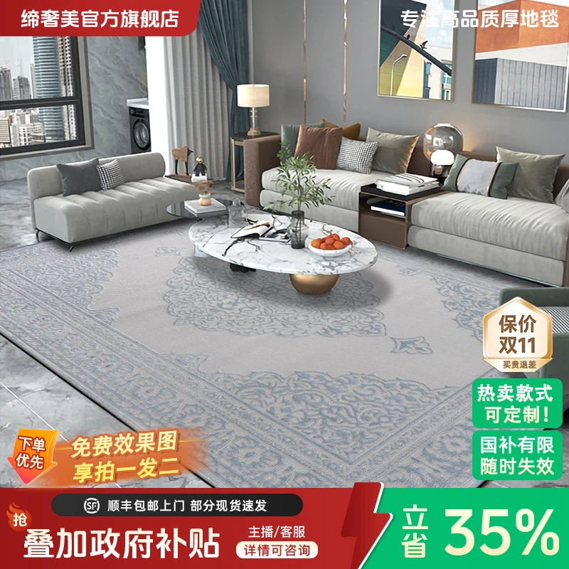 缔奢美& 【欧式简约】高级结构地毯美式风小美风家用极简地毯加厚