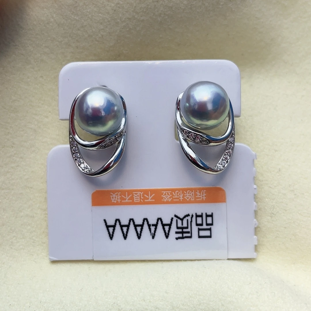 耳饰银S925镶嵌海水珍珠w57