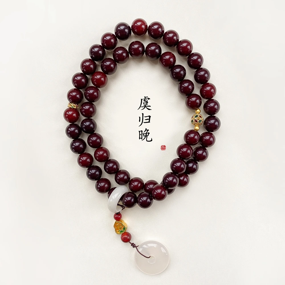 虞归晚白玉菩提根多圈佛珠手串盘玩文玩菩提子佛珠菩提手串
