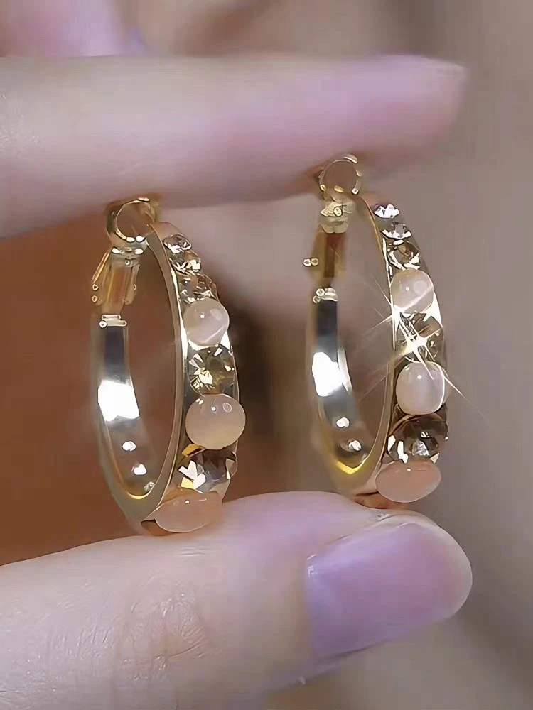 铜合金耳饰 耳环2025新款爆款高级轻奢金色耳圈耳环金色耳饰耳饰