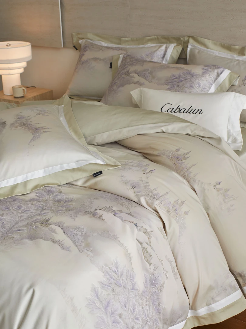 【山梦】贡缎长绒棉超细旦全棉数码印花床上用品四件套床单被套