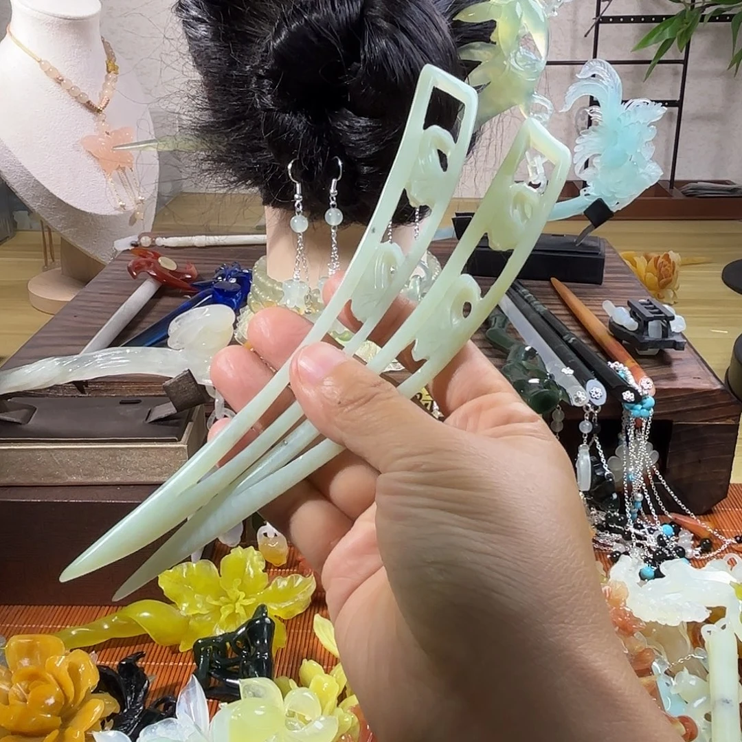 蛇纹石玉合金发饰