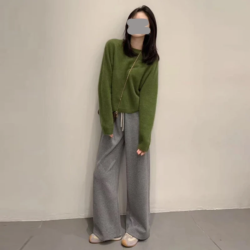 小众洋气套装女2025年早秋新款时尚长袖针织衫配纯色休闲裤两件套