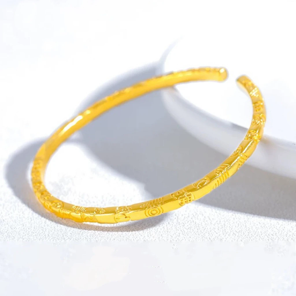 铜合金手镯 SZ-75金店同款方形吉言开口新中式复古手镯