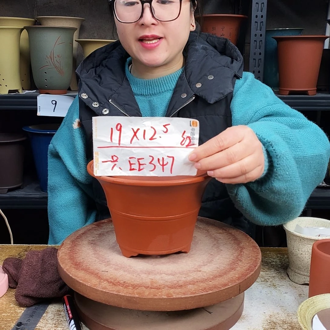紫砂一只花盆货号EE347