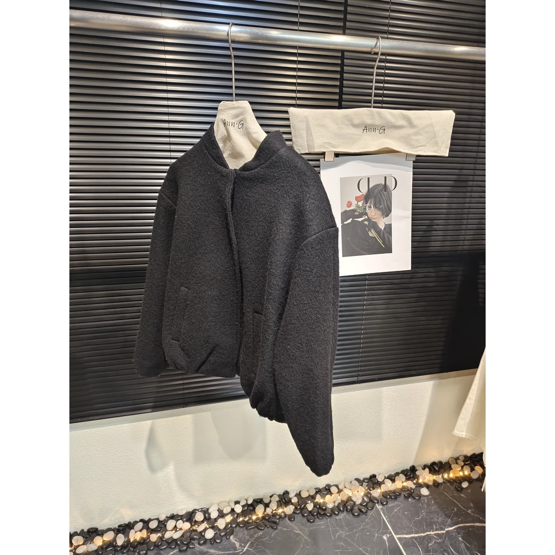 G320深圳小众设计师2024新款100羊毛百搭保暖显瘦外套