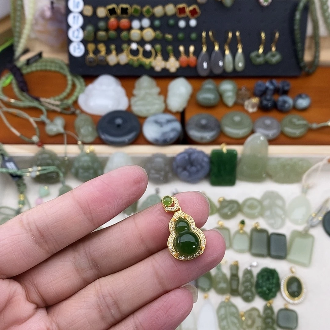 和田玉银S925镶嵌吊坠(不含链)