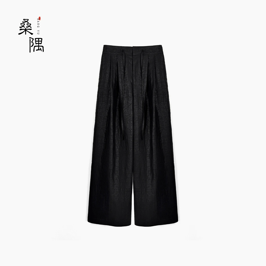桑隅原创 香云纱国风桑蚕丝百搭气质直筒裤裤子25SS205P