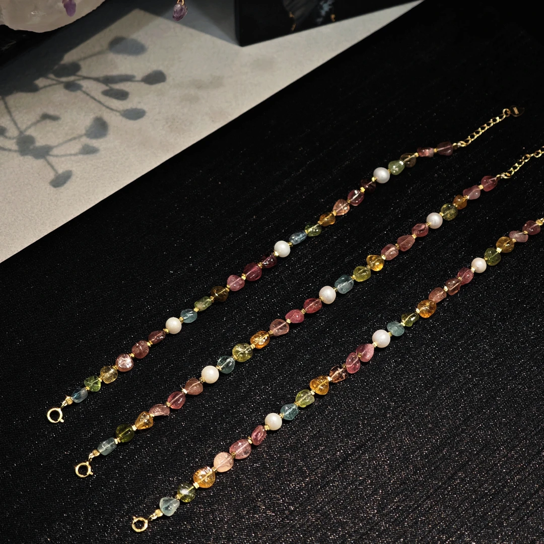 子乔专属【彩虹姬】30 B96356-碧玺珍珠百搭手链#多样性发一