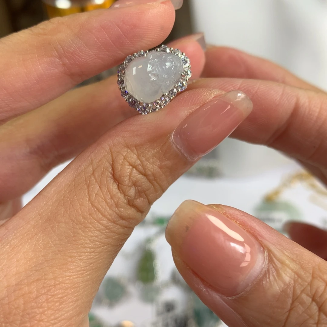 翡翠银S925镶嵌戒指戒指