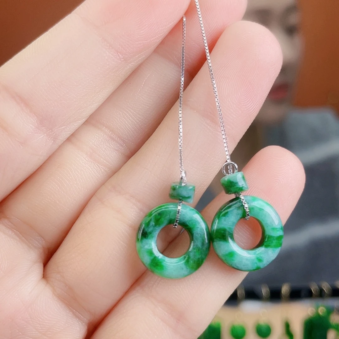 翡翠银S925镶嵌耳饰
