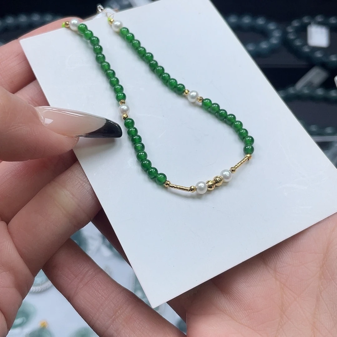 翡翠18K金镶嵌套链