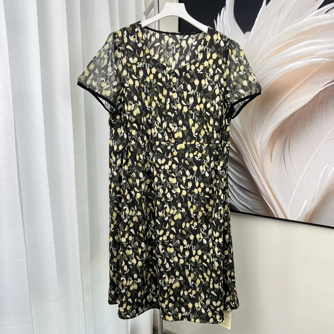 【芮娜依莲】T夏季时尚碎花花色旗袍连衣裙-1213