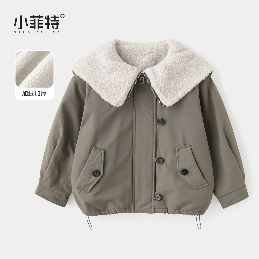 小菲特女童冬加厚外套中大童休闲上衣儿童保暖翻领衣服YNYD56991