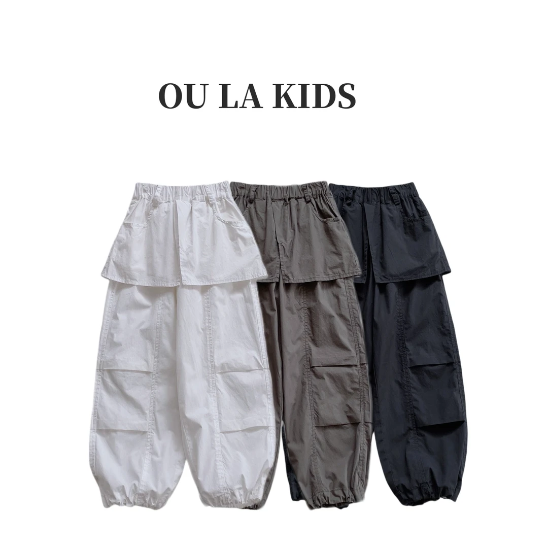 22025夏季新品女童韩版工装休闲裤裙帘可束口百搭童装裤子91083