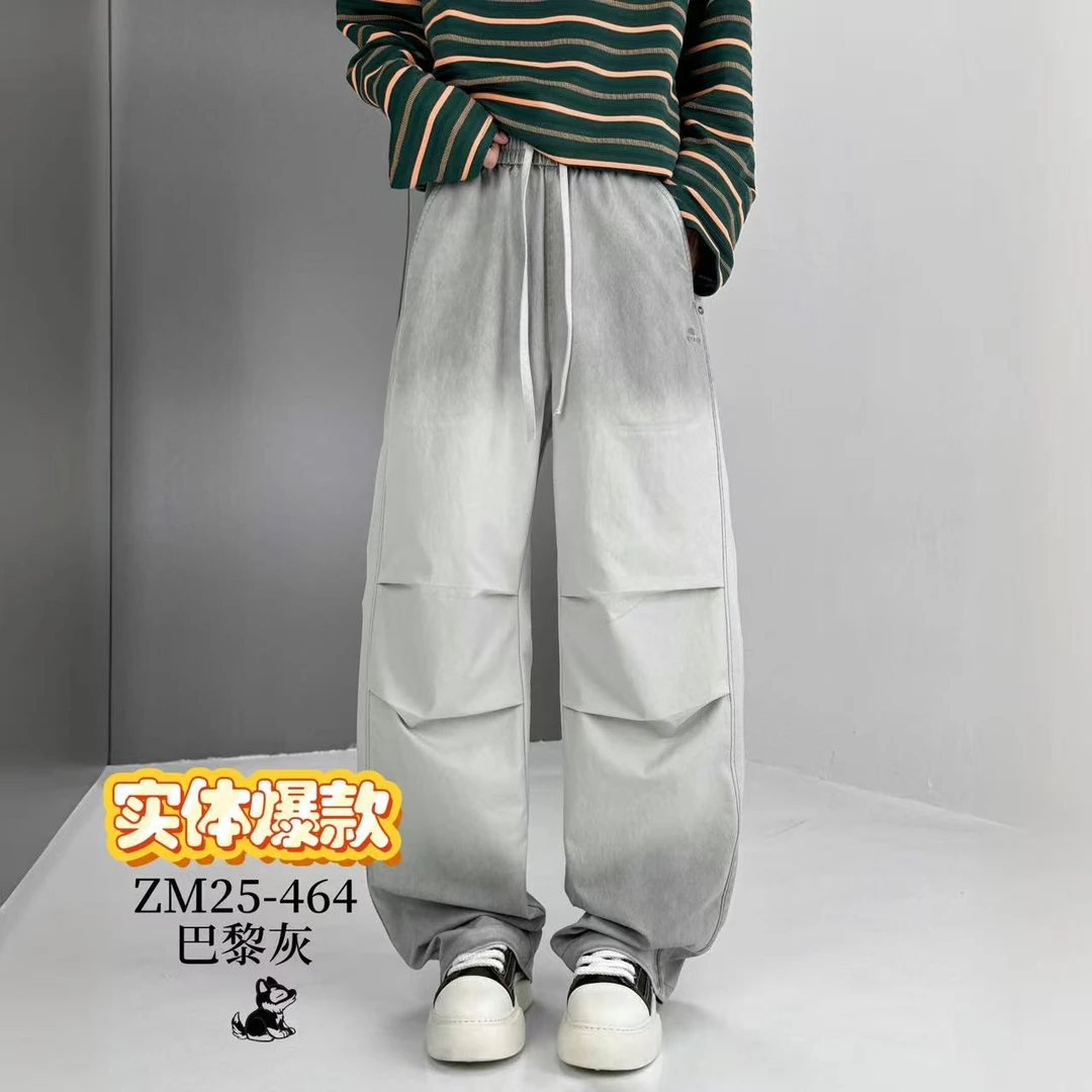 深圳狼族2025秋季新潮流ns宽松伞兵休闲裤男扎染渐变痞帅阔腿裤潮