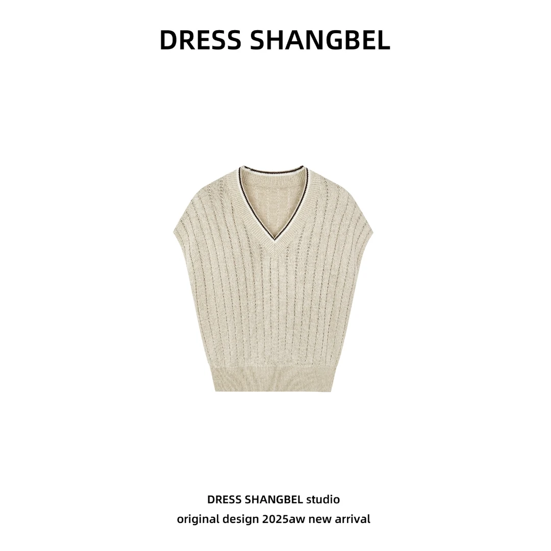 DRESS-夏季新款C立体字母刺绣钩花镂空针织短袖5353H