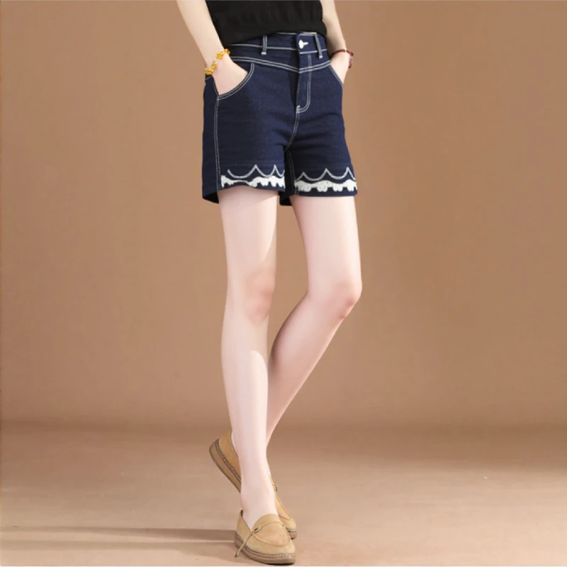 高腰显瘦阔腿牛仔短裤2025年夏季新款时尚小个子a字休闲阔腿热裤