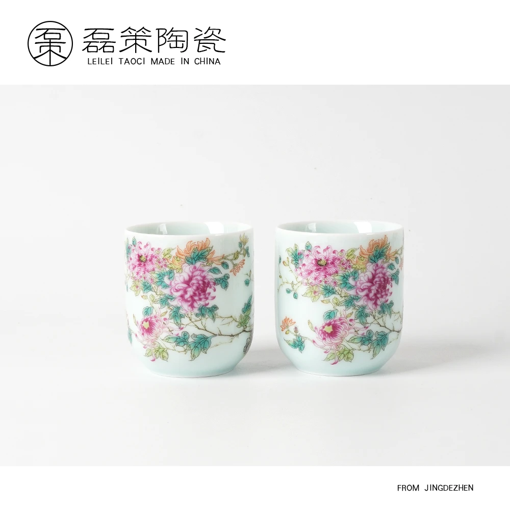 景德镇高温花朵陶瓷配套茶杯 影青款大号陶瓷茶杯大容量