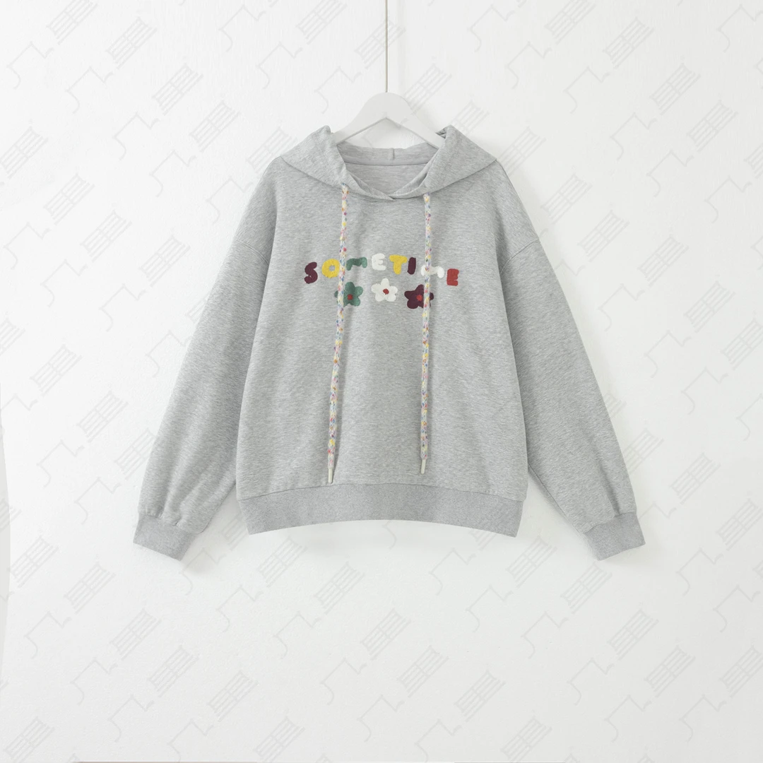 几里与麻【彩色时光】字母植绒连帽卫衣 衣长61 胸围120 2062347