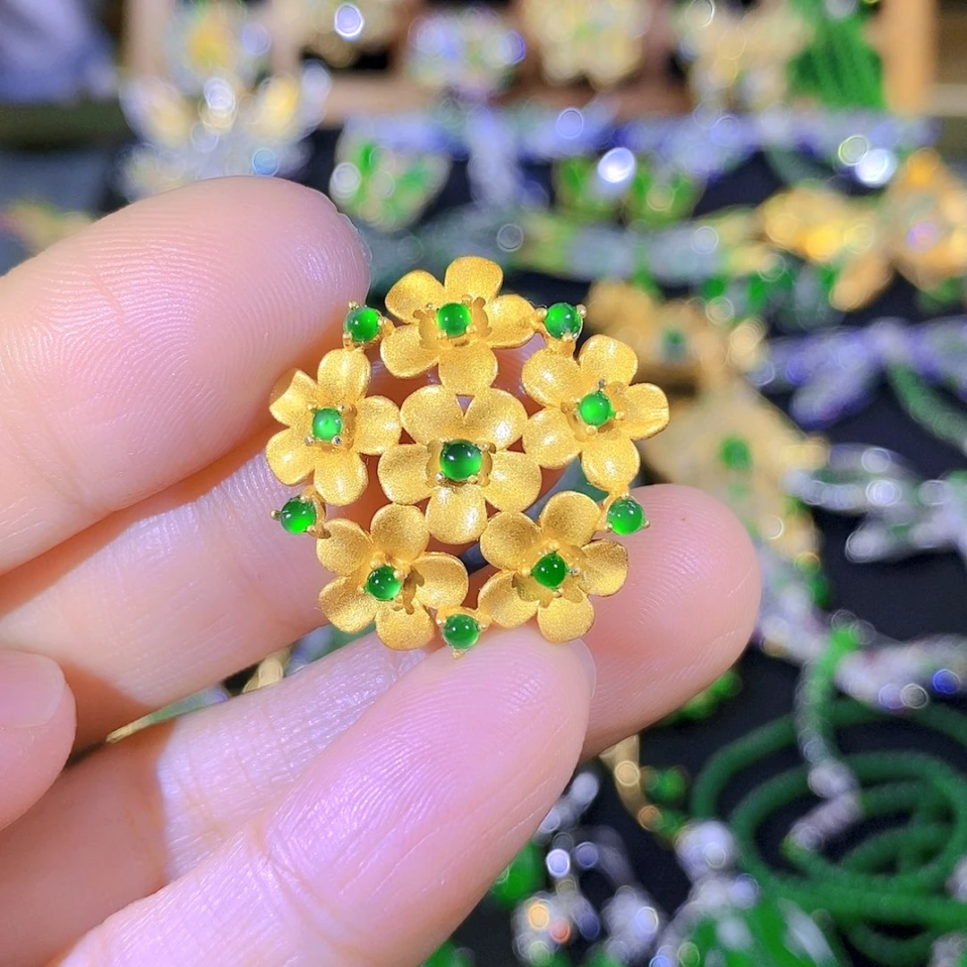 吊坠(不含链)银S925镶嵌翡翠