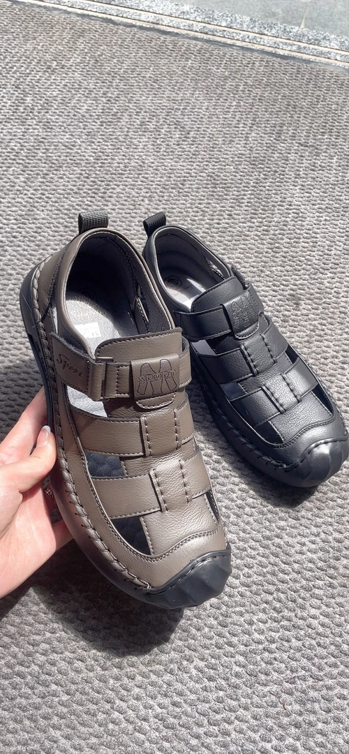 车缝线平跟包头编织男士春秋软底透气夏季鞋子洞洞鞋厚底