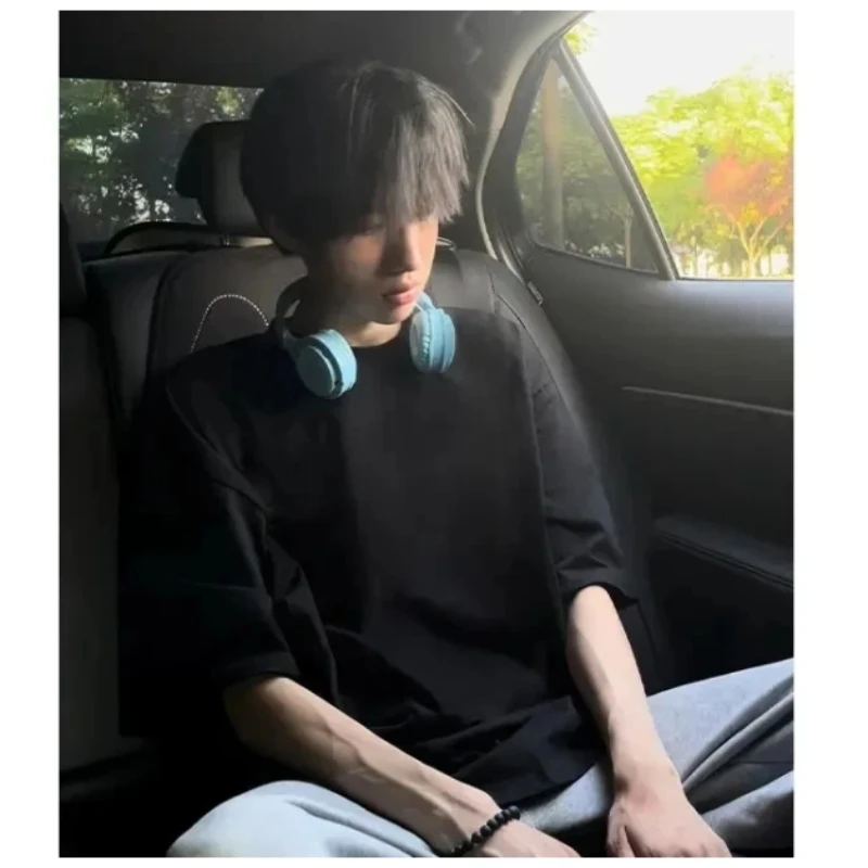 纯色美式高街正肩短袖t恤男款夏季cleanfit重磅宽松高级感上衣