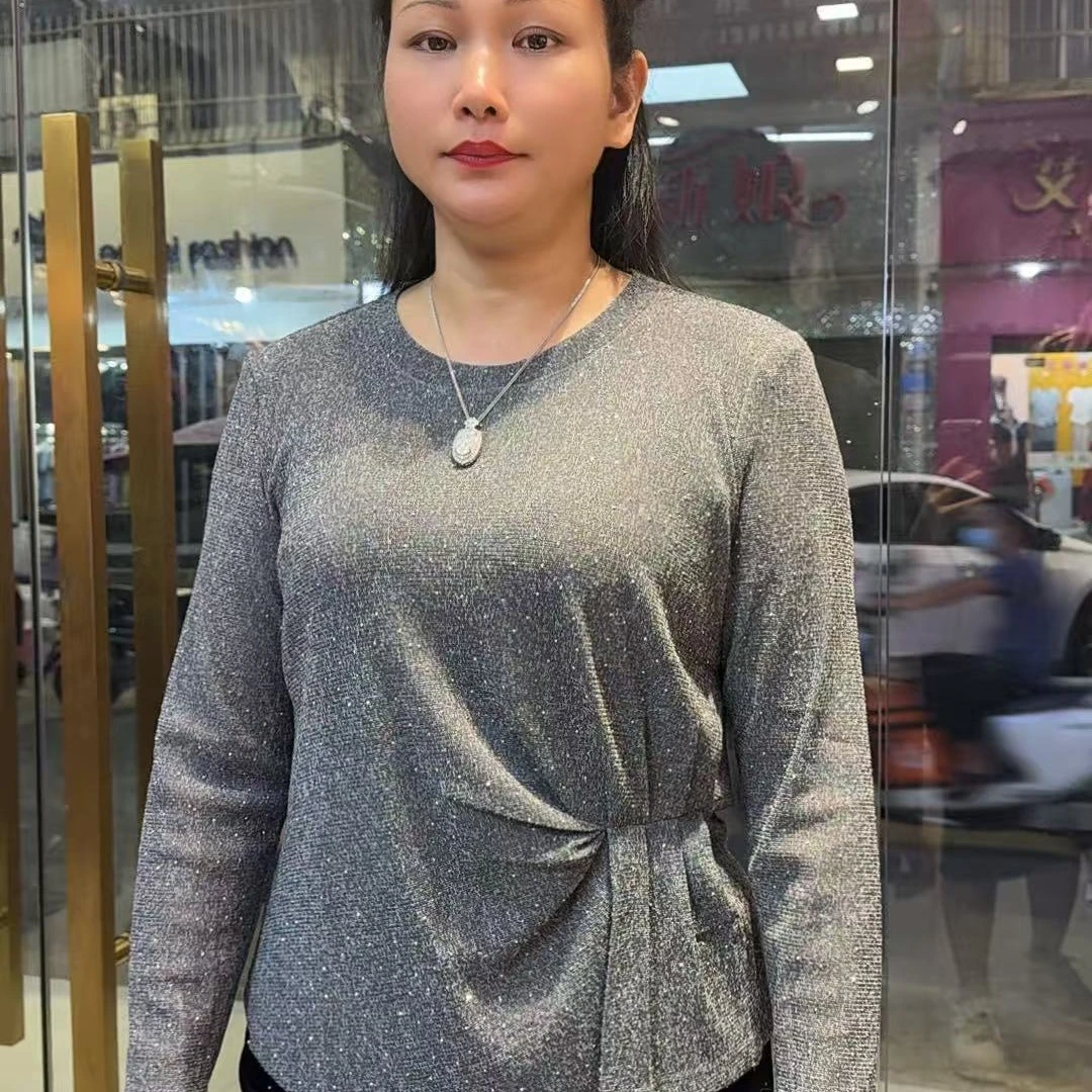 秋季新款圆领褶皱百搭时尚小衫