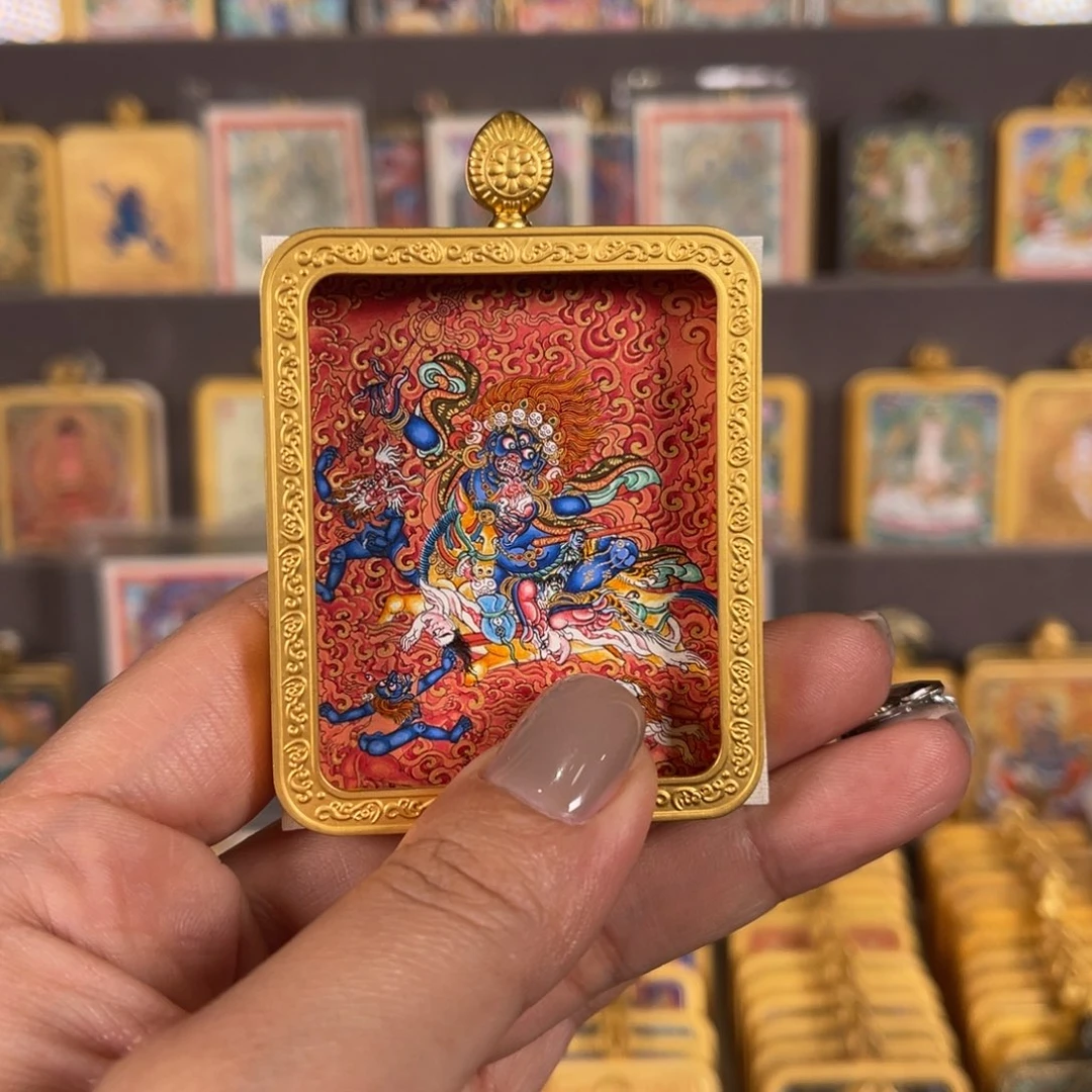 吊坠吉祥天母青海热贡唐卡