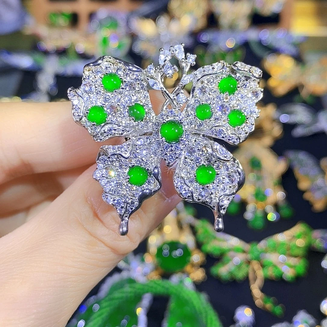 吊坠(不含链)银S925镶嵌翡翠