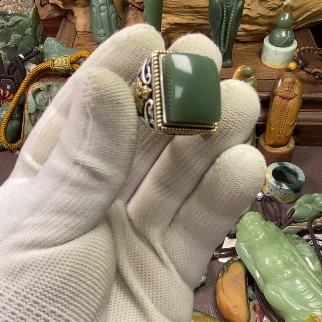 和田玉戒指银S925镶嵌庆****酿