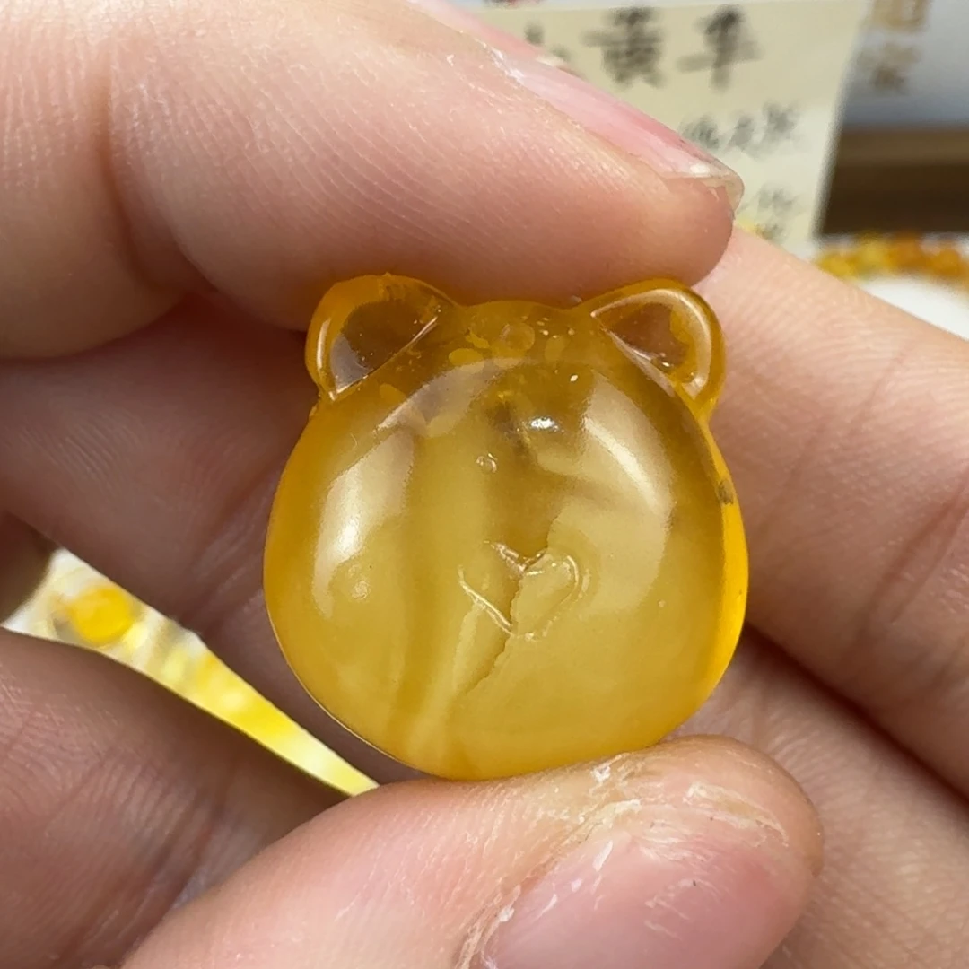 蜜蜡未镶嵌珠宝奇石微粉吊坠孔 21×20×13mm