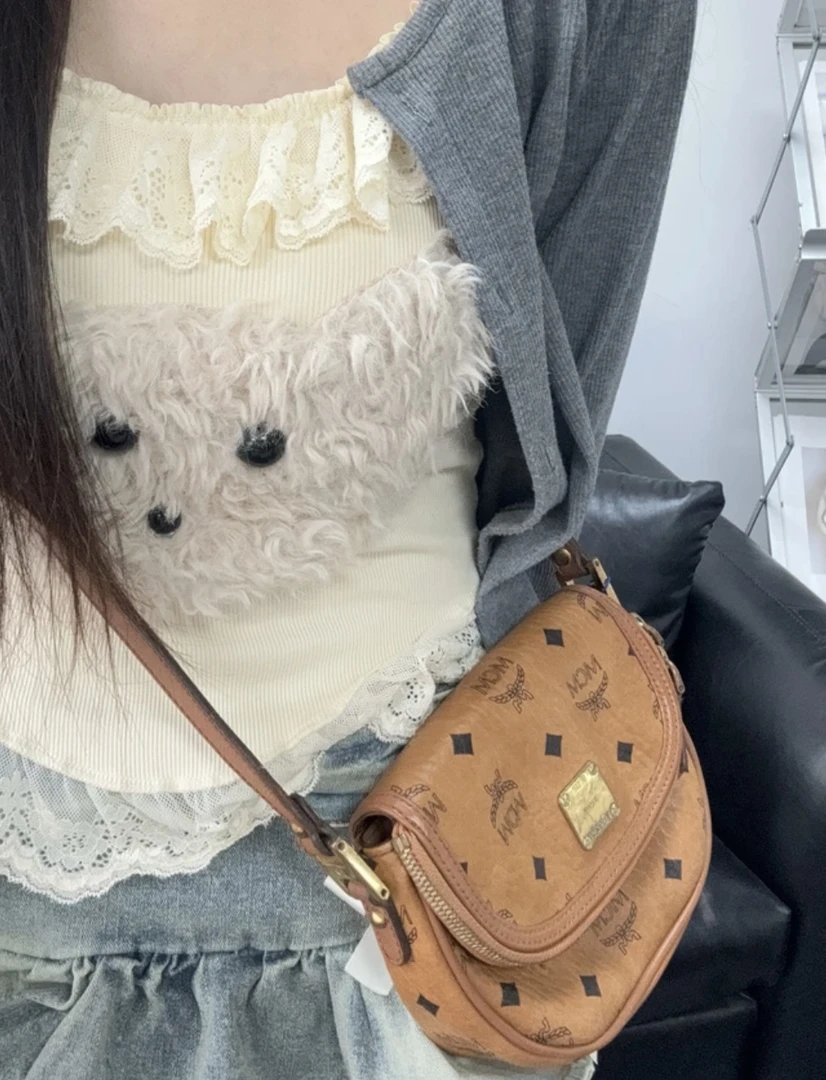 95新 MCM 干邑色老花马鞍包 斜挎包/秋境 03069