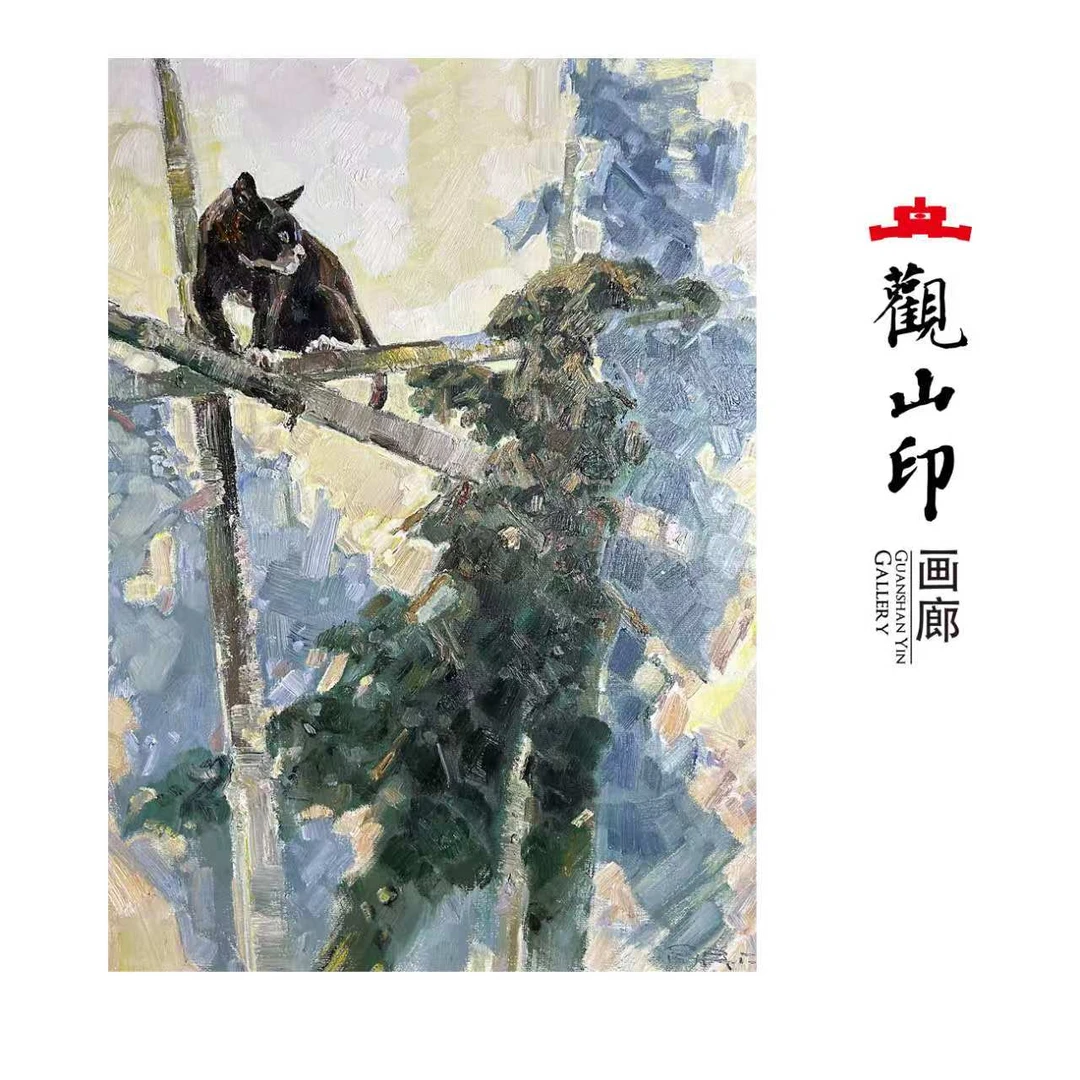 095玄猫原创手绘风景油画59x81.5cm动物作品一