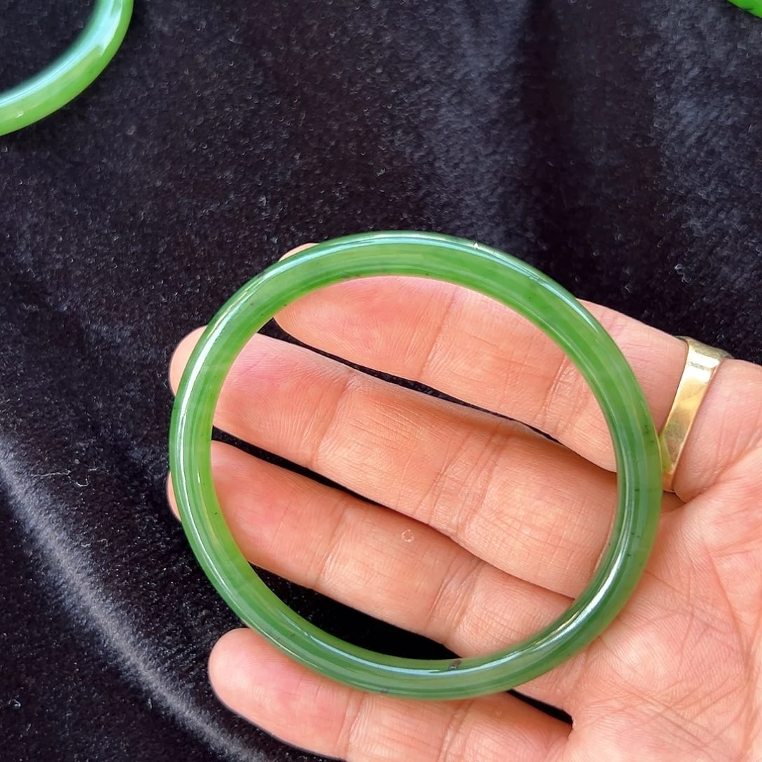 和田玉（碧玉）手镯未镶嵌巨漏豪华巨漏乌兰乌德猕猴桃