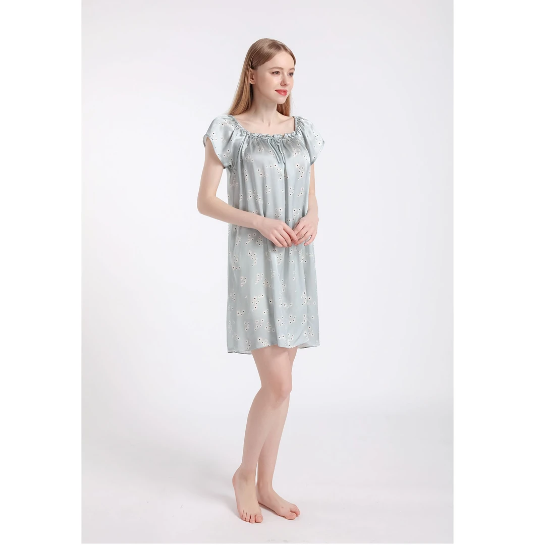 甜美真丝睡裙女公主裙宽松娃娃裙100%桑蚕丝家居服睡裙